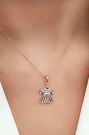 Kız çocuk elbisesi gümüş rose tasarım kolye 