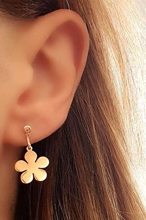 Çiçek figürlü gümüş üzerine rose altın kaplama italyan tasarımı gümüş küpe