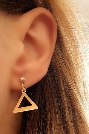 İtalyan tasarımı gümüş rose üçgen küpe 