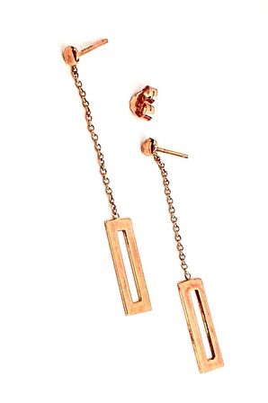 İtalyan tasarımı gümüş rose dikdörtgen küpe