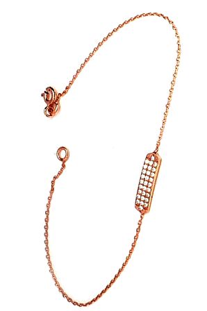 Zirkon taşlı gümüş rose minimal plaka bileklik 
