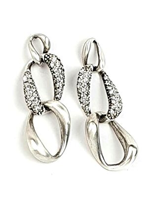 Zirkon taşlı gümüş italyan tasarımı gurmet küpe