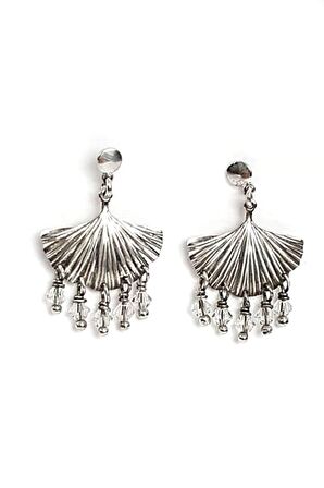 Swarovski taşlı gümüş deniz kabuğu figürlü küpe