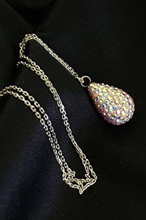 Swarovski taşlı gümüş damla kolye