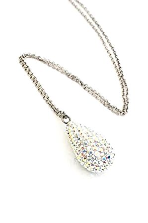 Swarovski taşlı gümüş damla kolye