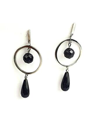 İtalyan tasarımı doğal yıldız taşlı 925 ayar gümüş modern küpe 