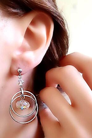 Swarovski taşlı gümüş lüks küpe