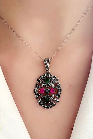 Markazit taşlı gümüş kolye 