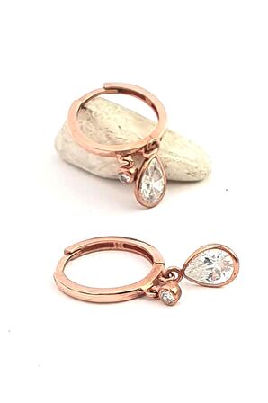 Zirkon taşlı gümüş rose halka küpe 1.5 cm çap