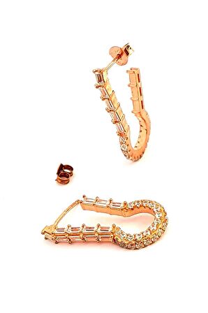 İtalyan tasarımı 925 ayar gümüş rose küpe