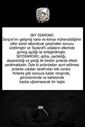 Skydiamond taşlı gümüş üzerine altın kaplama tek taş dikdörtgen küpe