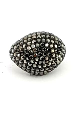 Swarovski taşlı gümüş bombeli yüzük