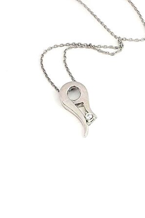 Lale figürlü zirkon taş detaylı gümüş kolye