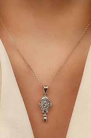 Ayna figürlü 925 ayar gümüş tasarım kolye