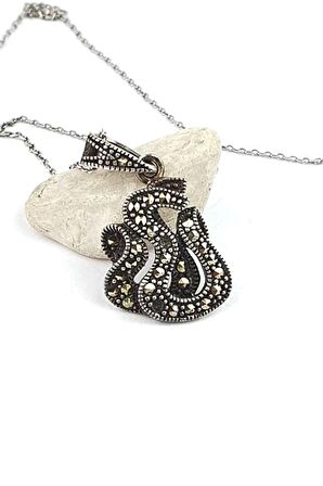 Markazit taşlı gümüş modern kolye