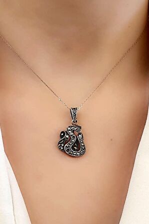 Markazit taşlı gümüş modern kolye