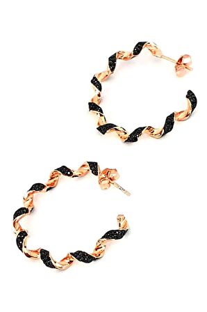 Italyan tasarımı  Oniks taşlı gümüş rose trend küpe Italyan tasarımı  Oniks taşlı gümüş rose trend küpe 