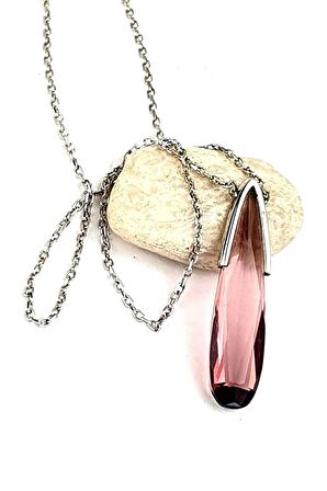 Ametist taşlı 925 ayar gümüş damla kolye