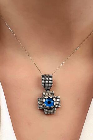 925 ayar gümüş nazar boncuklu kolye