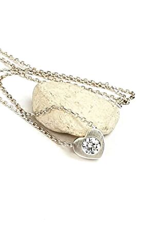 Swarovski taşlı gümüş minimal kalp kolye