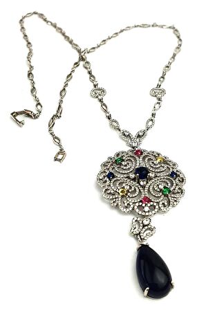 pırlanta ışıltısında zirkon taşlı gümüş lüks tasarım kolye