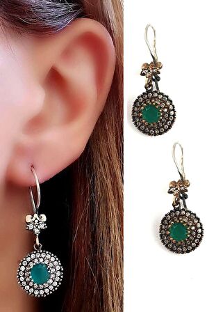 Kök yakut taşlı 925 ayar gümüş otantik küpe 