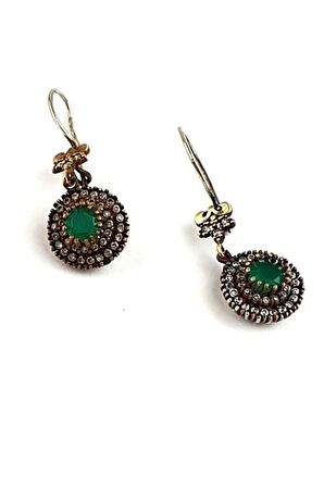 Kök yakut taşlı 925 ayar gümüş otantik küpe 