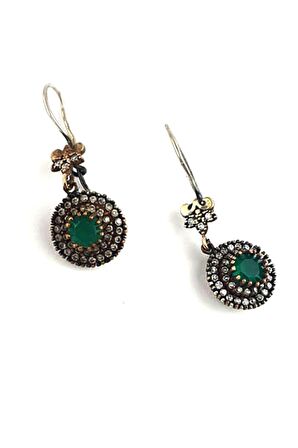 Kök yakut taşlı 925 ayar gümüş otantik küpe 