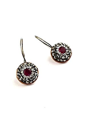 Swarovski taşlı Kök yakut taşlı gümüş otantik küpe