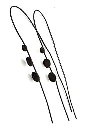 Siyah rodajlı 925 ayar gümüş tasarım küpe