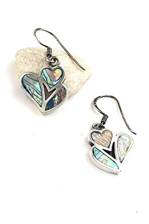 Kaplan sedef kalp figürlü 925 ayar gümüş küpe