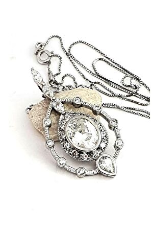 Pırlanta ışıltısında zirkon taşlı italyan tasarımı 925 ayar gümüş lüks damla kolye