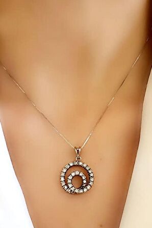 Zirkon taş detaylı italyan tasarımı 925 ayar gümüş lüks spiral kolye