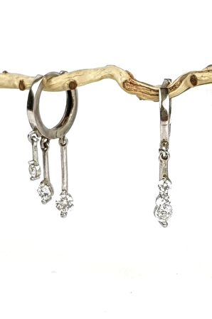 3 sıra zirkon taşlı gümüş trend küpe