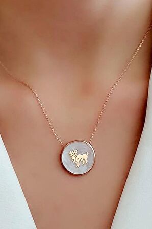 Koç burcu sedef taşlı gümüş Kadın kolye