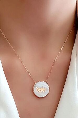 Yengeç burcu sedef taşlı gümüş Kadın kolye