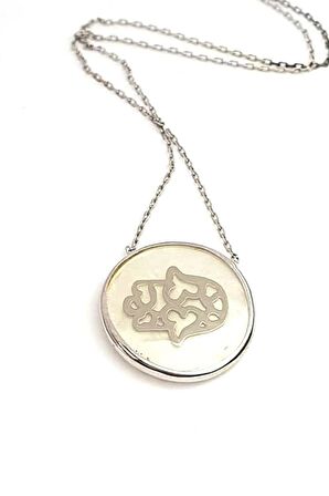 Fatmanın eli figürlü 925 ayar gümüş mineli kolye 