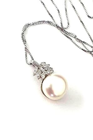 incili yaprak detaylı 925 ayar gümüş kolye