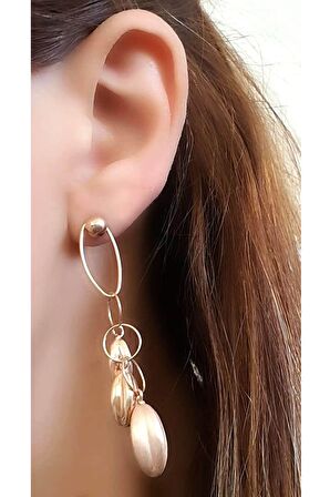 İtalyan tasarımı 925 ayar gümüş rose trend sallantılı küpe