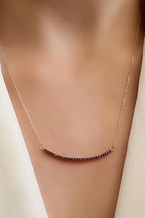 Granat taşlı 925 ayar gümüş rose yay kolye 