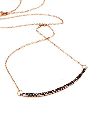 Granat taşlı 925 ayar gümüş rose yay kolye 