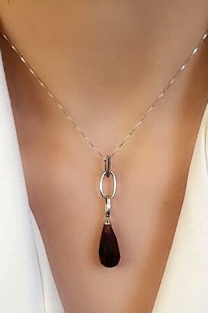 Ametist taşlı 925 ayar gümüş ıtalyan tasarimi lüks kolye 