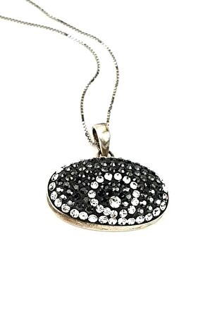 Swarovski taşlı 925 ayar gümüş modern kolye 