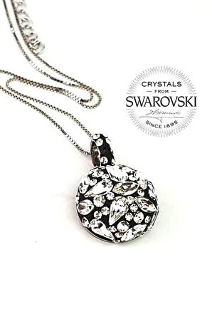Swarovski taşlı 925 ayar gümüş lüks kolye