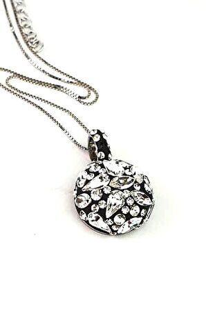 Swarovski taşlı 925 ayar gümüş lüks kolye