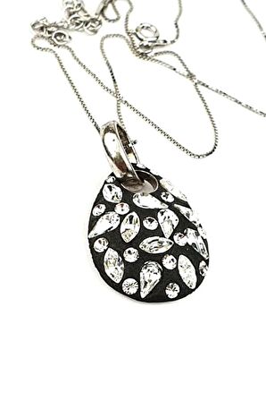 Swarovski taşlı 925 ayar gümüş lüks kolye