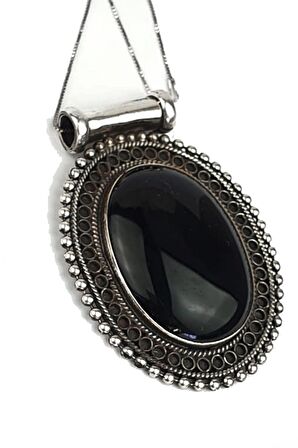 tasarım el işi 925 ayar gümüş oniks taşlı lüks kolye