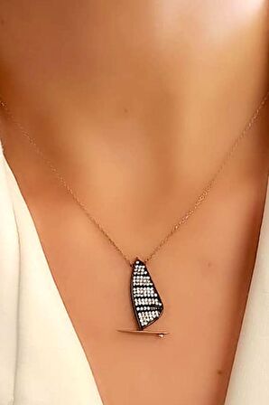 Zirkon taş detaylı 925 ayar gümüş yelkenli tasarım kolye