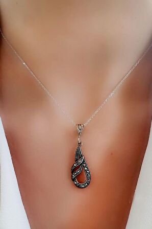 Markazit taşlı 925 ayar gümüş modern kolye