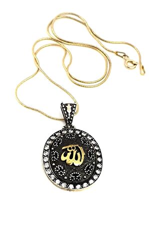 Allah yazılı 925 ayar gümüş tasarım el işi kolye